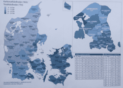 Kort over kalk hårdheden i Danmark