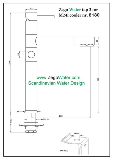 Zegowater - M24i vandkøler med 8180 new, alt i et armatur - Drikkevandskøler
